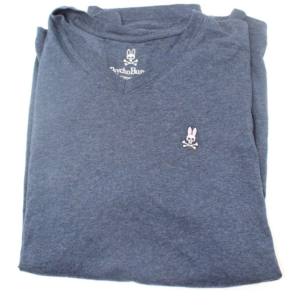 Psycho Bunny Robert Godley Short Sleeve V-Neck T Shirt Men's Blue Size 5 Medium